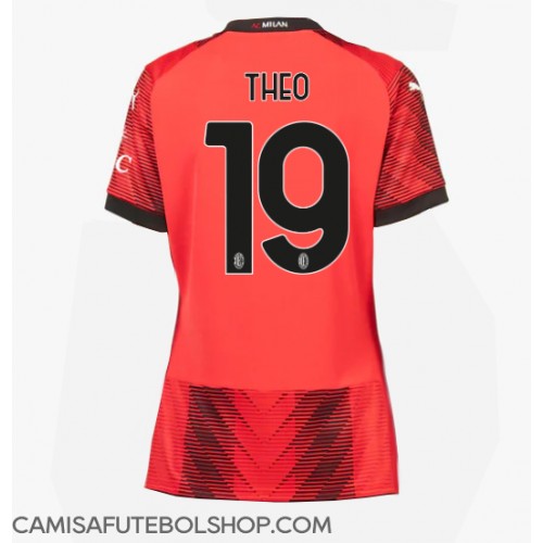 Camisa de time de futebol AC Milan Theo Hernandez #19 Replicas 1º Equipamento Feminina 2023-24 Manga Curta